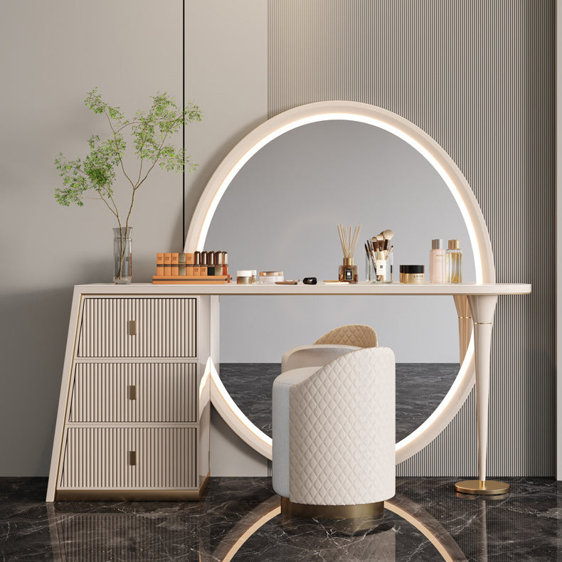 Glam leisteen make -upkruidtafel ontlasting in beige met 57 "hoge spiegel