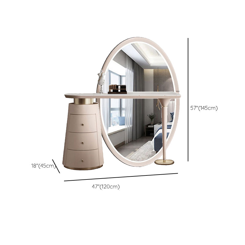 Glam Slate Makeup Dreshing Tabinet Tabouret en beige avec un miroir de 57 "de haut