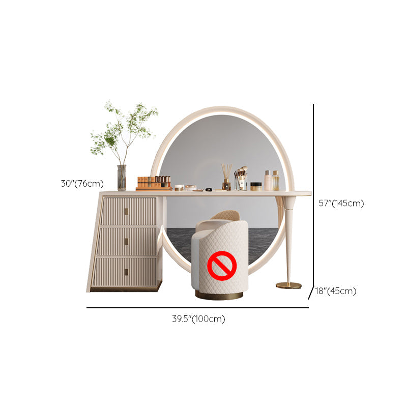 Glam leisteen make -upkruidtafel ontlasting in beige met 57 "hoge spiegel