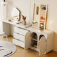 3-Drawer Lighted Mirror Make up Vanity Set in White with Stool