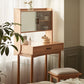 51.97" High 1-Drawer Vanity Desk/Mirror and Stool in Cherry Wood Clearhalo 'Bedroom Furniture' 'furn' 'furn_makeup_vanities' 'Furniture' 'Makeup Vanities' 'makeup_vanities' 7741465