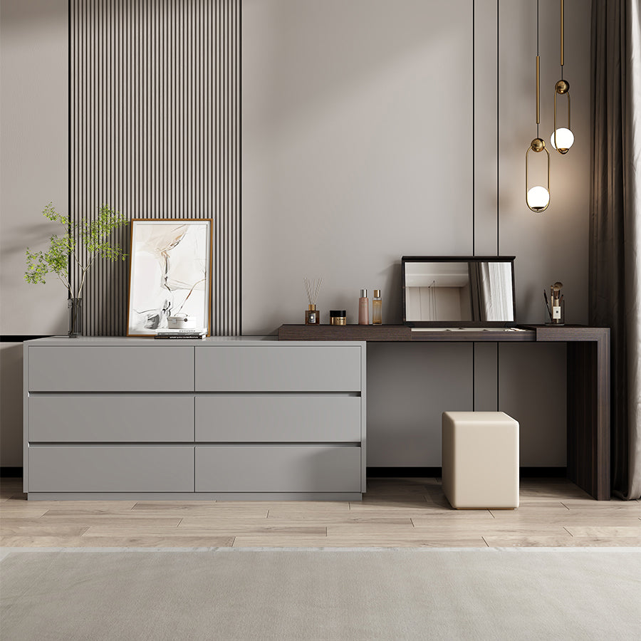 Moderno tocador de maquillaje de 6 cavadores con espejo y taburetes