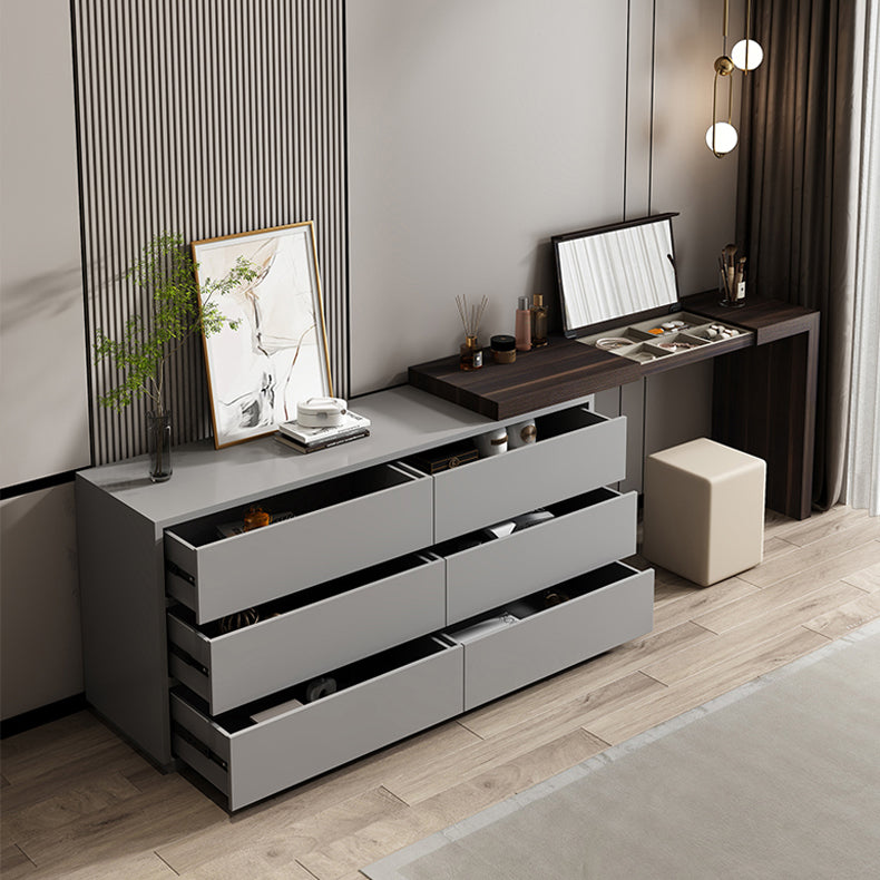 Moderne 6-lading flip-top make-up ijdelheid set met spiegel en ontlasting