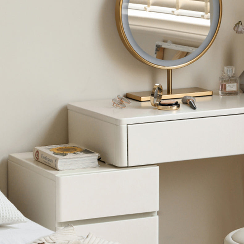 31.5" W Cream Solid Wood Vanity Makeup Dressing Table Set with Drawers