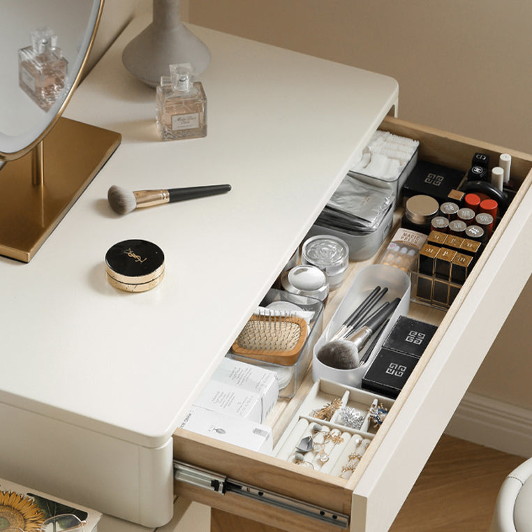 31.5" W Cream Solid Wood Vanity Makeup Dressing Table Set with Drawers