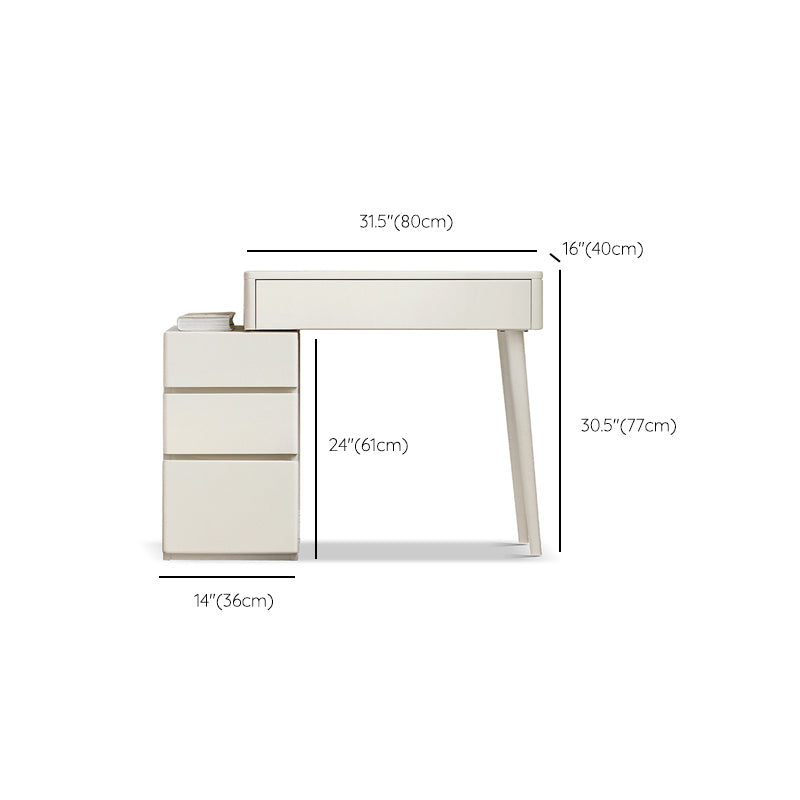 31.5" W Cream Solid Wood Vanity Makeup Dressing Table Set with Drawers