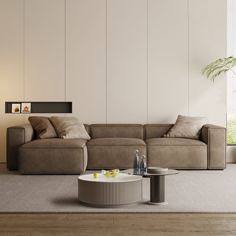 リビングルームの茶色の現代の染色抵抗性四角い腕ソファ