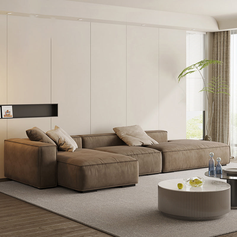 リビングルームの茶色の現代の染色抵抗性四角い腕ソファ