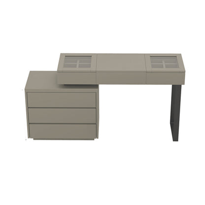 Moderne grijze flip -top ijdelheid tafel en ontlasting met opslag - 30,3 "High