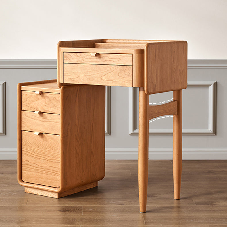 Desca di vanità da Cherry da 30,7 "e sgabelli con cassetti di stoccaggio