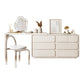 Cream Pine Wood Vanity Make up Table Set with Stool and Mirror