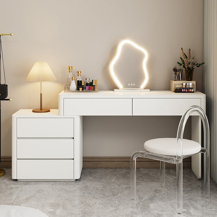 Contemporary Cream Wooden Make up Dressing and Stool with Drawers