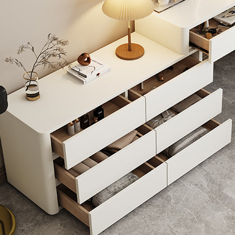 Contemporary Cream Wooden Make up Dressing and Stool with Drawers