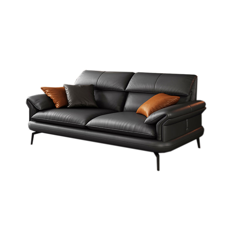 Contemporary Leather Pillow Top Arm Sofa in Gray For Living Room 2-Seater Sofa Horizontal Clearhalo 'furn' 'furn_sofas' 'Furniture' 'Living Room Furniture' 'Sofa' 'sofas' 7741893
