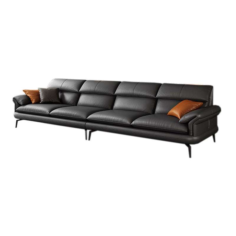 Contemporary Leather Pillow Top Arm Sofa in Gray For Living Room 4-Seater Sofa Horizontal Clearhalo 'furn' 'furn_sofas' 'Furniture' 'Living Room Furniture' 'Sofa' 'sofas' 7741901