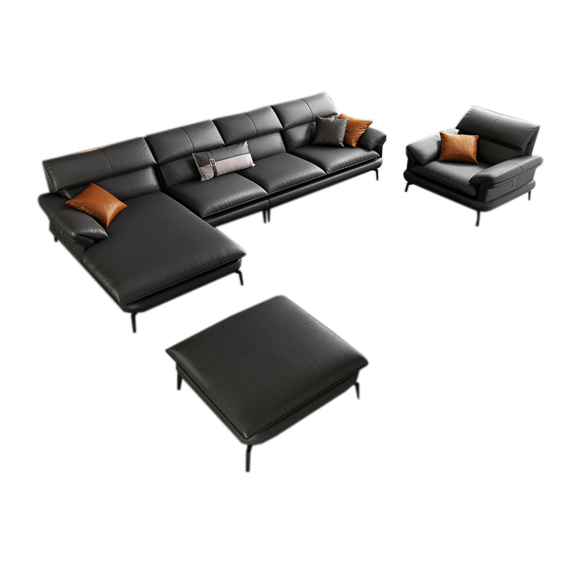 Contemporary Leather Pillow Top Arm Sofa in Gray For Living Room 2-Seater Sofa&1-Seater Sofa&Chaise Longue&1-Seater Sofa&Ottoman Left Clearhalo 'furn' 'furn_sofas' 'Furniture' 'Living Room Furniture' 'Sofa' 'sofas' 7741905