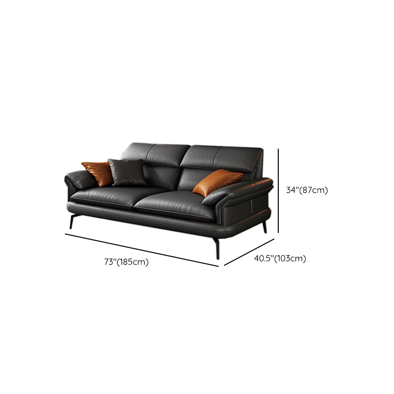 Contemporary Leather Pillow Top Arm Sofa in Gray For Living Room Clearhalo 'furn' 'furn_sofas' 'Furniture' 'Living Room Furniture' 'Sofa' 'sofas' 7741909