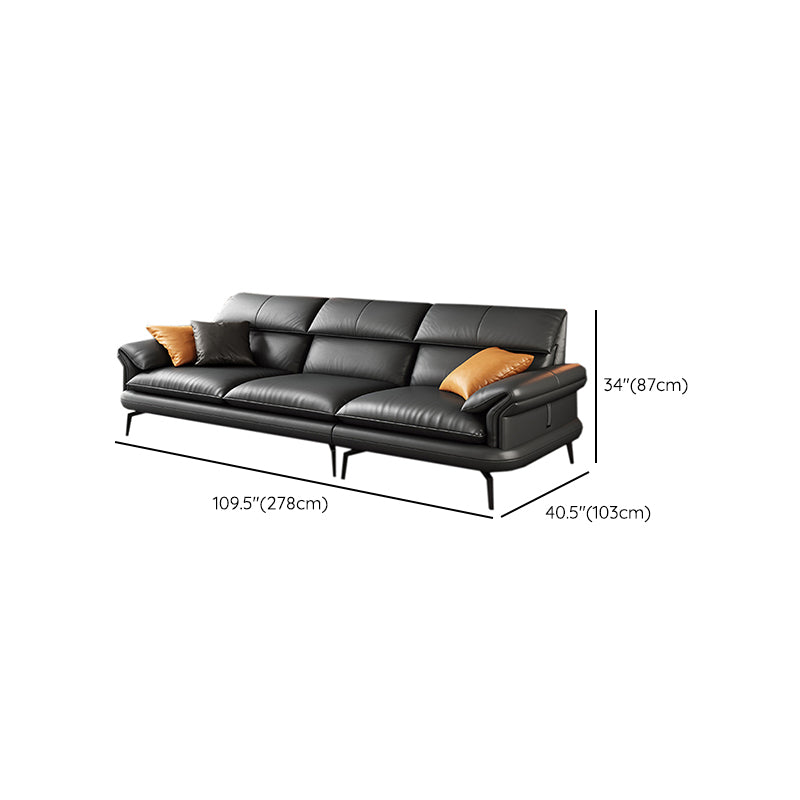 Contemporary Leather Pillow Top Arm Sofa in Gray For Living Room Clearhalo 'furn' 'furn_sofas' 'Furniture' 'Living Room Furniture' 'Sofa' 'sofas' 7741910