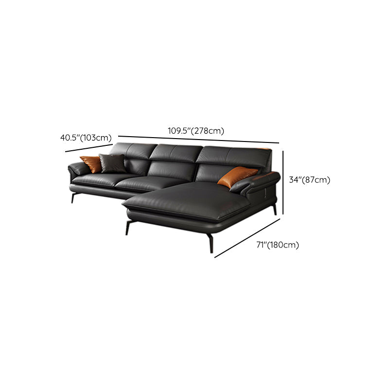 Contemporary Leather Pillow Top Arm Sofa in Gray For Living Room Clearhalo 'furn' 'furn_sofas' 'Furniture' 'Living Room Furniture' 'Sofa' 'sofas' 7741912