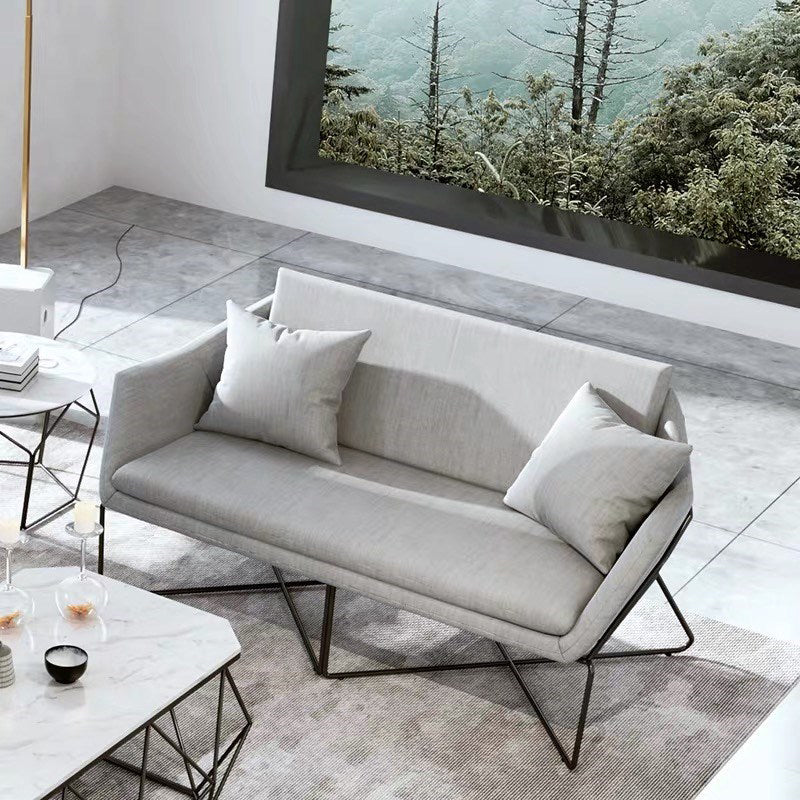 Hedendaagse stijl katoen wijd uitlopende armbank in grijs voor woonkamer