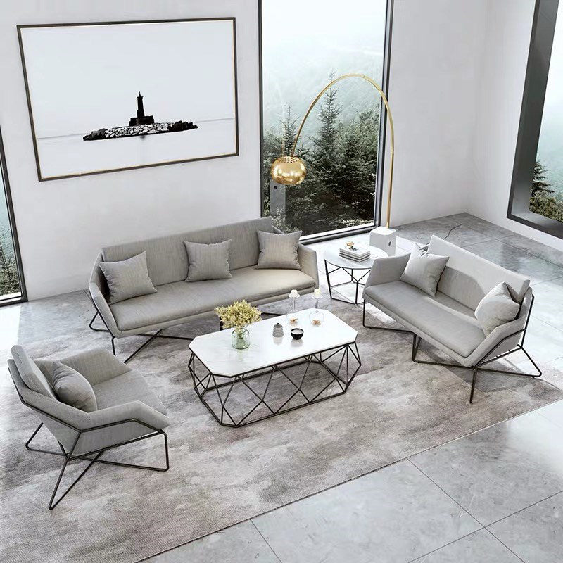 Hedendaagse stijl katoen wijd uitlopende armbank in grijs voor woonkamer