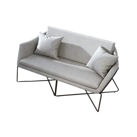 Contemporary Style Cotton Flared Arm Sofa in Gray For Living Room