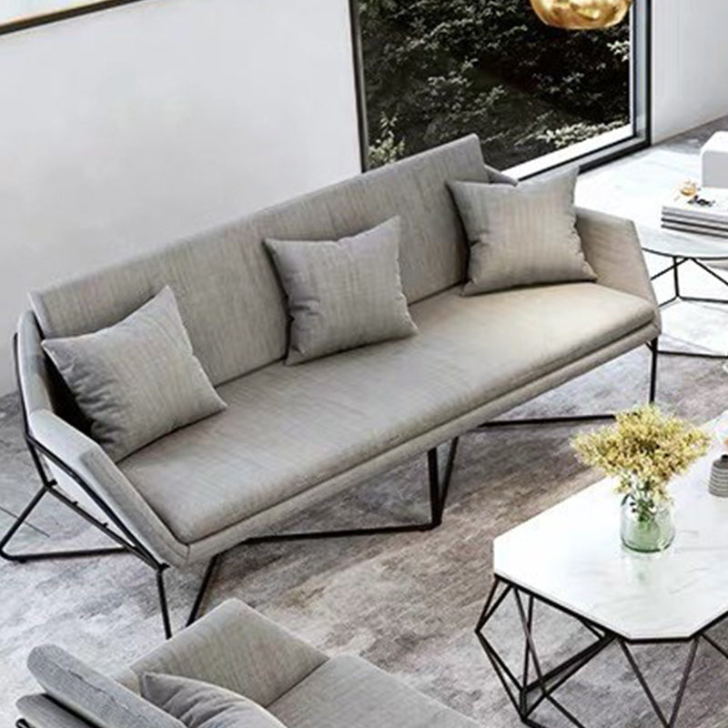 Hedendaagse stijl katoen wijd uitlopende armbank in grijs voor woonkamer