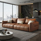 Contemporary Solid Color Pillow Back Square Arm Sofa For Living Room