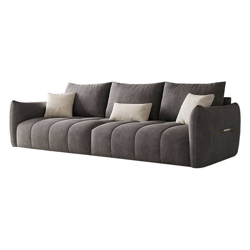 Contemporary Solid Color Pillow Back Square Arm Sofa For Living Room