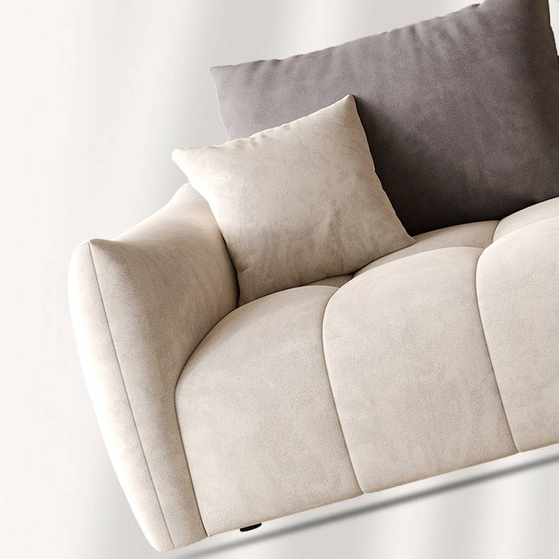 Contemporary Solid Color Pillow Back Square Arm Sofa For Living Room