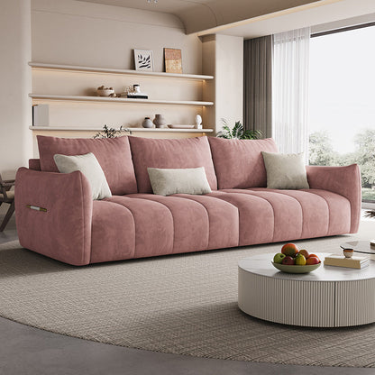 Contemporary Solid Color Pillow Back Square Arm Sofa For Living Room