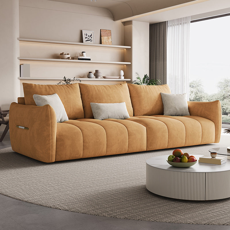 Contemporary Solid Color Pillow Back Square Arm Sofa For Living Room