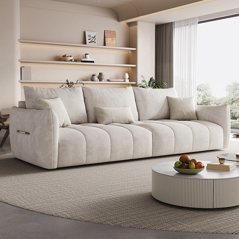 Contemporary Solid Color Pillow Back Square Arm Sofa For Living Room