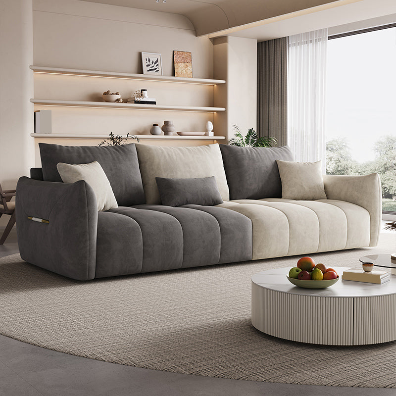 Contemporary Solid Color Pillow Back Square Arm Sofa For Living Room