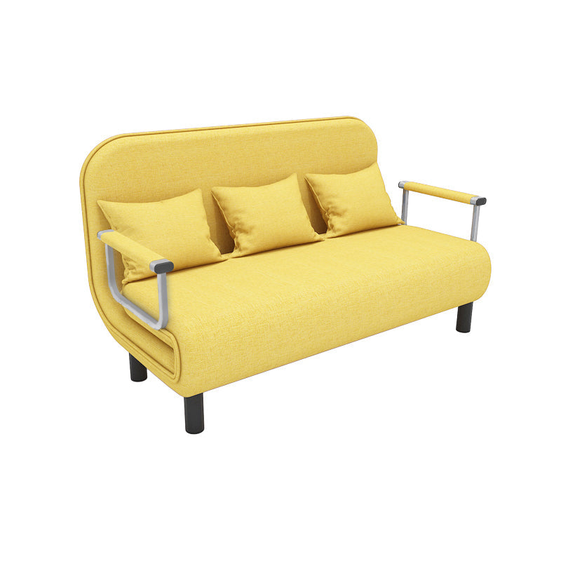 Removable Cushions Sleeper Sofa Contemporary Square Arms Sofa Bed 59"L x 28"W x 32"H Yellow Clearhalo 'furn' 'furn_futons' 'Furniture' 'Futons & Daybeds' 'Futons' 'Living Room Furniture' 7742139