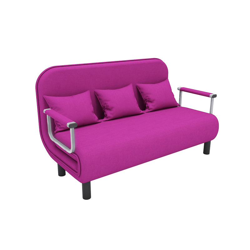 Removable Cushions Sleeper Sofa Contemporary Square Arms Sofa Bed 59"L x 28"W x 32"H Rose Red Clearhalo 'furn' 'furn_futons' 'Furniture' 'Futons & Daybeds' 'Futons' 'Living Room Furniture' 7742140