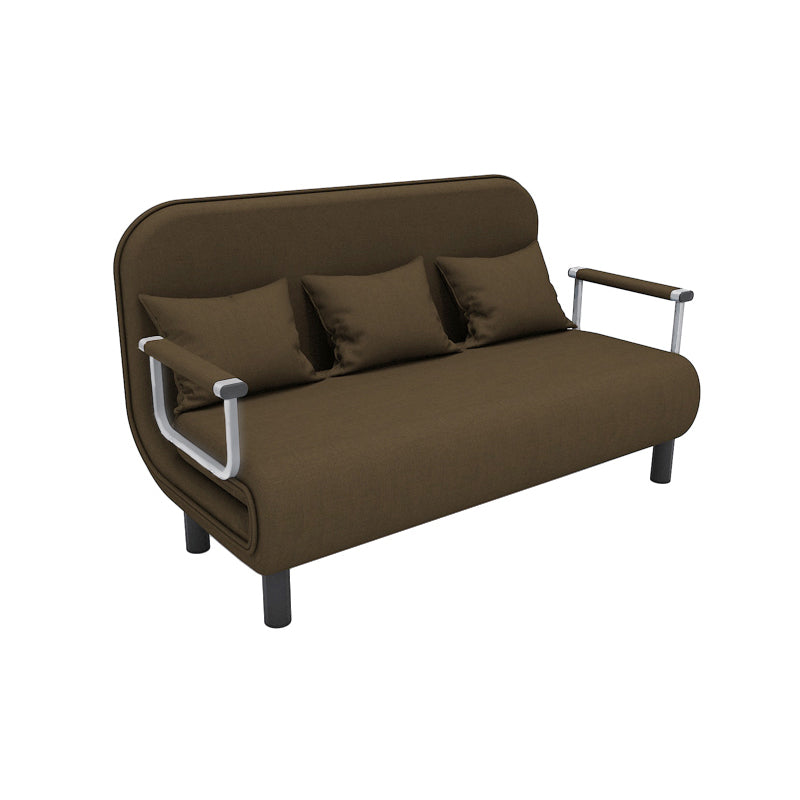 Removable Cushions Sleeper Sofa Contemporary Square Arms Sofa Bed 59"L x 28"W x 32"H Coffee Clearhalo 'furn' 'furn_futons' 'Furniture' 'Futons & Daybeds' 'Futons' 'Living Room Furniture' 7742142