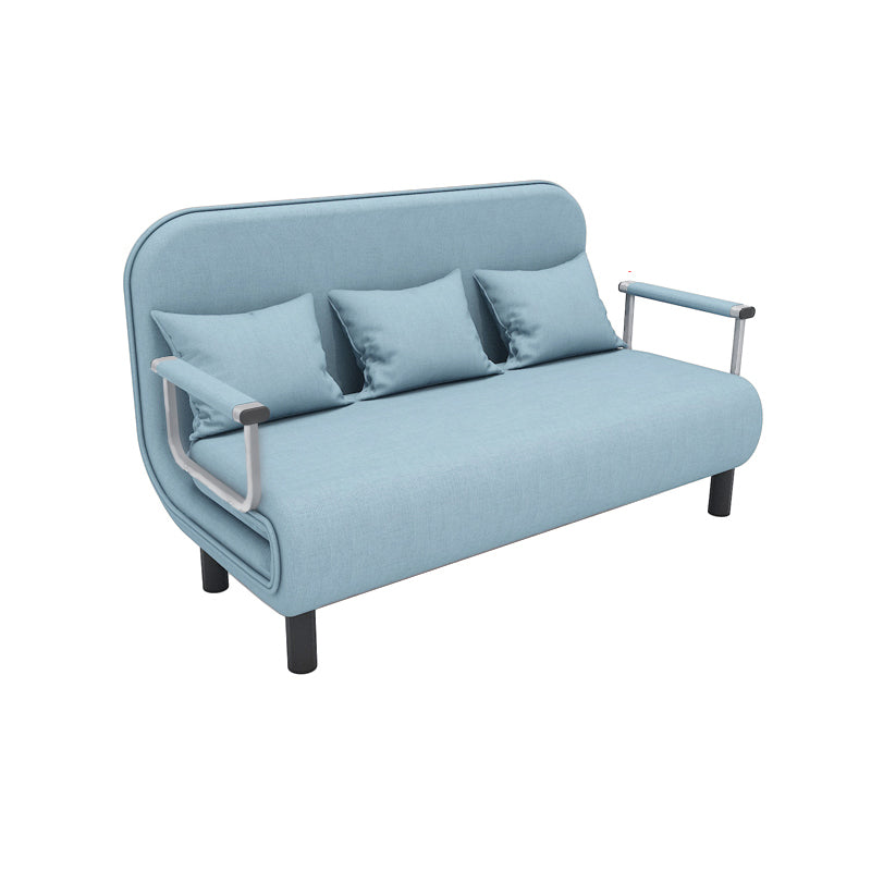 Removable Cushions Sleeper Sofa Contemporary Square Arms Sofa Bed 59"L x 28"W x 32"H Blue Clearhalo 'furn' 'furn_futons' 'Furniture' 'Futons & Daybeds' 'Futons' 'Living Room Furniture' 7742143