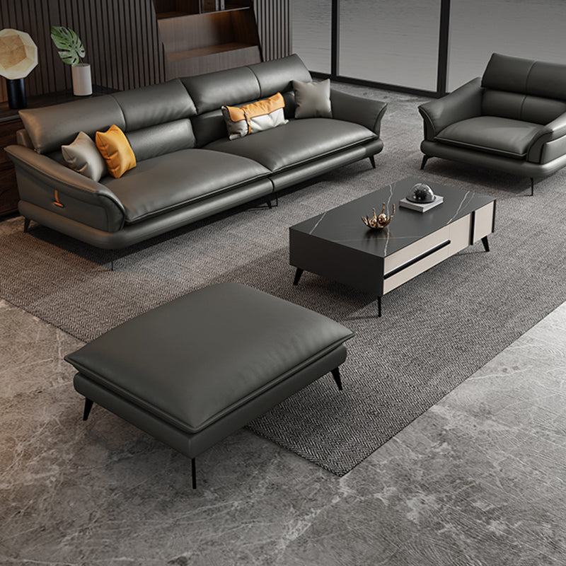 Modern Pillowed Back Cushions Black Sectional Flared Arm Chesterfield Sectional Clearhalo 'furn' 'furn_sectionals' 'Furniture' 'Living Room Furniture' 'Sectionals' 7742379