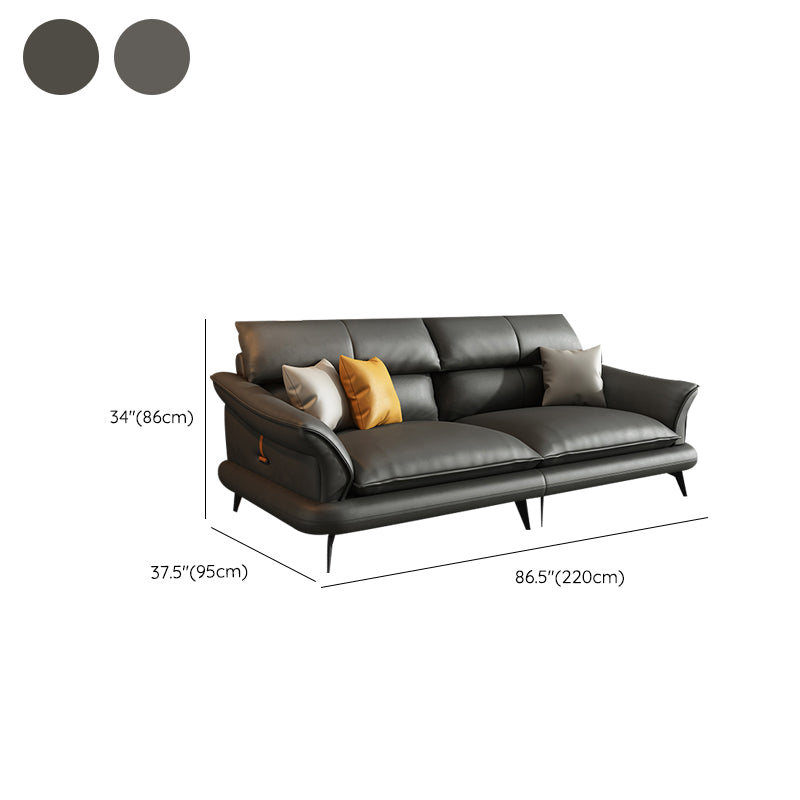 Modern Pillowed Back Cushions Black Sectional Flared Arm Chesterfield Sectional Clearhalo 'furn' 'furn_sectionals' 'Furniture' 'Living Room Furniture' 'Sectionals' 7742395