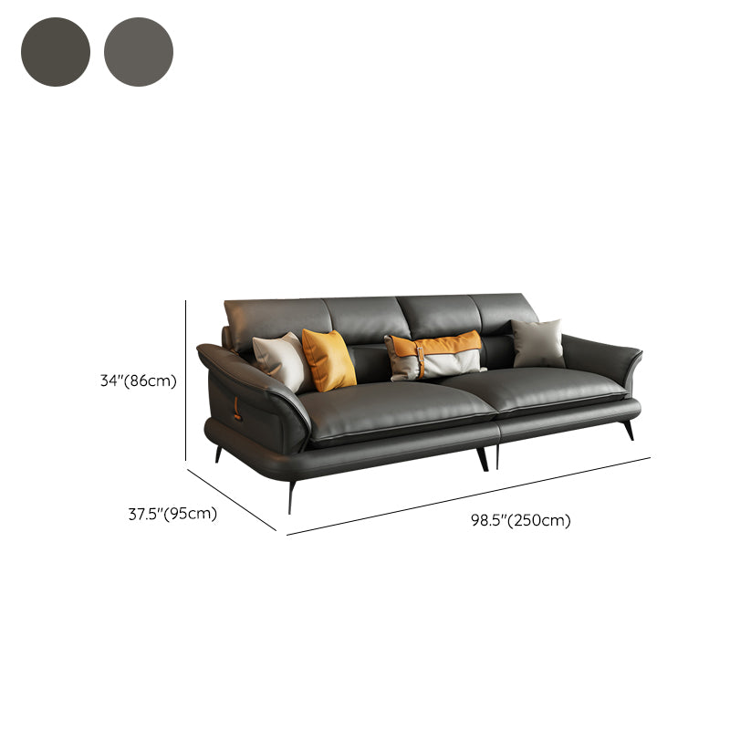 Modern Pillowed Back Cushions Black Sectional Flared Arm Chesterfield Sectional Clearhalo 'furn' 'furn_sectionals' 'Furniture' 'Living Room Furniture' 'Sectionals' 7742396