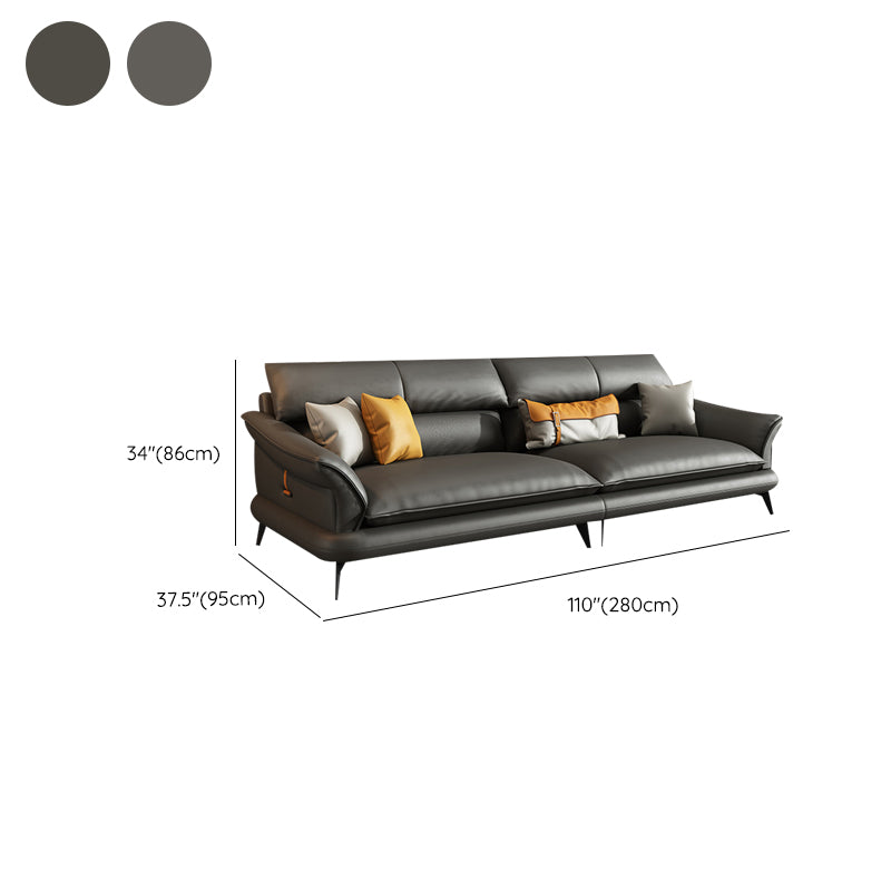 Modern Pillowed Back Cushions Black Sectional Flared Arm Chesterfield Sectional Clearhalo 'furn' 'furn_sectionals' 'Furniture' 'Living Room Furniture' 'Sectionals' 7742397