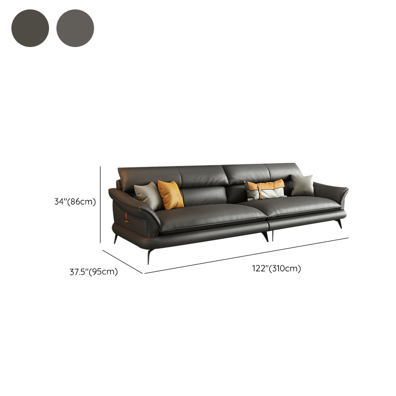 Modern Pillowed Back Cushions Black Sectional Flared Arm Chesterfield Sectional Clearhalo 'furn' 'furn_sectionals' 'Furniture' 'Living Room Furniture' 'Sectionals' 7742398