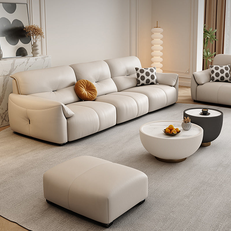 Modern Genuine Leather Sectional Sofa, Pillow Top Arm Sectional Sofa Clearhalo 'furn' 'furn_sectionals' 'Furniture' 'Living Room Furniture' 'Sectionals' 7742403