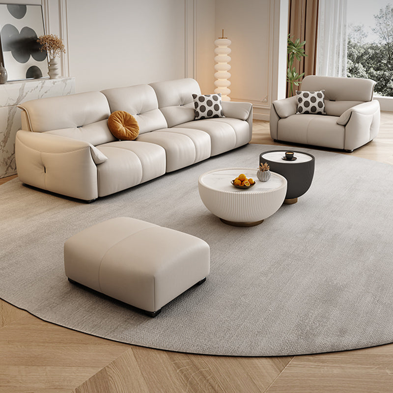 Modern Genuine Leather Sectional Sofa, Pillow Top Arm Sectional Sofa Clearhalo 'furn' 'furn_sectionals' 'Furniture' 'Living Room Furniture' 'Sectionals' 7742405