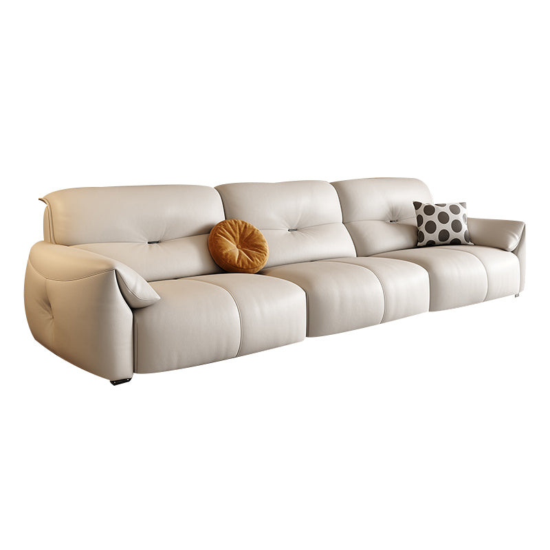 Modern Genuine Leather Sectional Sofa, Pillow Top Arm Sectional Sofa 134"L x 37"W x 33"H Genuine Leather Clearhalo 'furn' 'furn_sectionals' 'Furniture' 'Living Room Furniture' 'Sectionals' 7742410