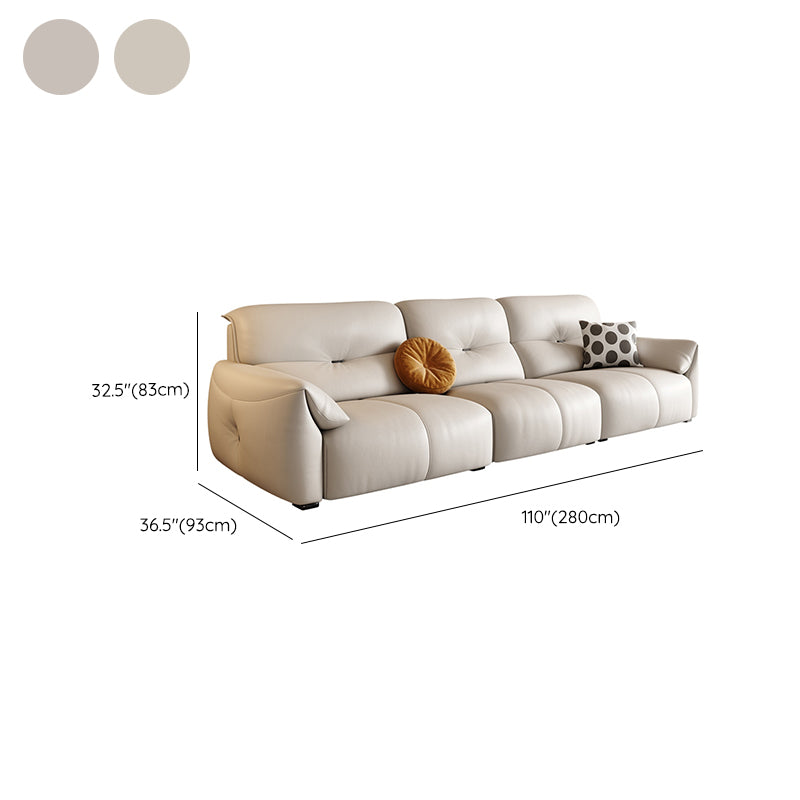 Modern Genuine Leather Sectional Sofa, Pillow Top Arm Sectional Sofa Clearhalo 'furn' 'furn_sectionals' 'Furniture' 'Living Room Furniture' 'Sectionals' 7742417