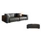 Modern Square Arm Sectional, Genuine Leather Sectional Couch in Black 3-Seater Sofa with Ottoman Clearhalo 'furn' 'furn_sectionals' 'Furniture' 'Living Room Furniture' 'Sectionals' 7742422