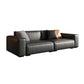 Modern Square Arm Sectional, Genuine Leather Sectional Couch in Black 3-Seater Sofa Clearhalo 'furn' 'furn_sectionals' 'Furniture' 'Living Room Furniture' 'Sectionals' 7742427