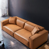 Modern Square Arm Sectionals  Sofa, Genuine Leather Sectional Couch